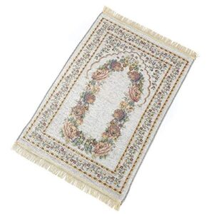 lovt praying rug,portable folding prayer carpet floral prayer mat rug anti slip cotton polyester travel praying rug for church, home,hall, camping