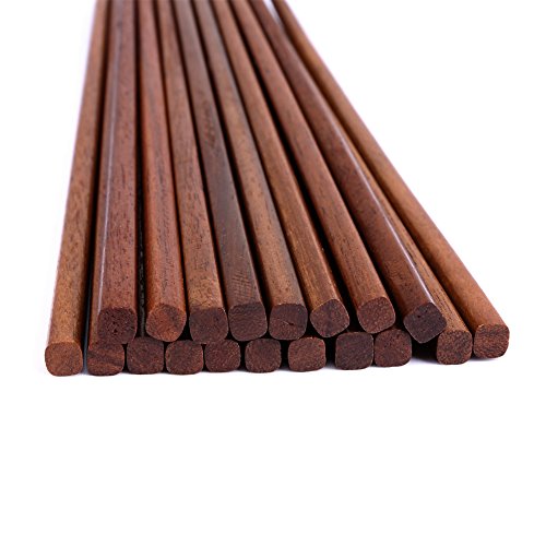 Chopsticks Reusable Chinese Wooden Chopsticks Dishwasher Safe Chopstick,Pack of 10 Natural Health for Cooking Eating,Korean & Japaness Style,9.8 inch Long,Brown