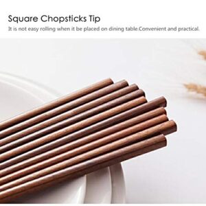 Chopsticks Reusable Chinese Wooden Chopsticks Dishwasher Safe Chopstick,Pack of 10 Natural Health for Cooking Eating,Korean & Japaness Style,9.8 inch Long,Brown