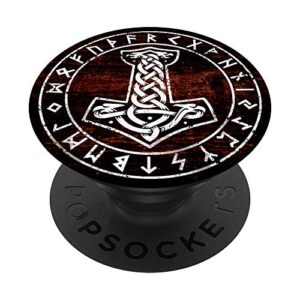 mjolnir thor hammer viking norse mythology popsockets popgrip: swappable grip for phones & tablets