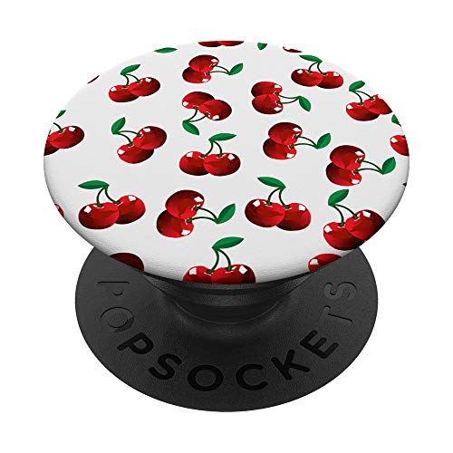 Cherry Pattern on White PopSockets PopGrip: Swappable Grip for Phones & Tablets