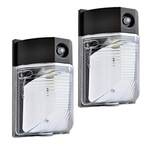 ostwin led wall pack outdoor light with photocell 18w 2256lm 100-277v 5000k daylight - dusk till dawn wall pack - outdoor security light - dlc & etl listed - 100w mh/hps replacement - 2 pack
