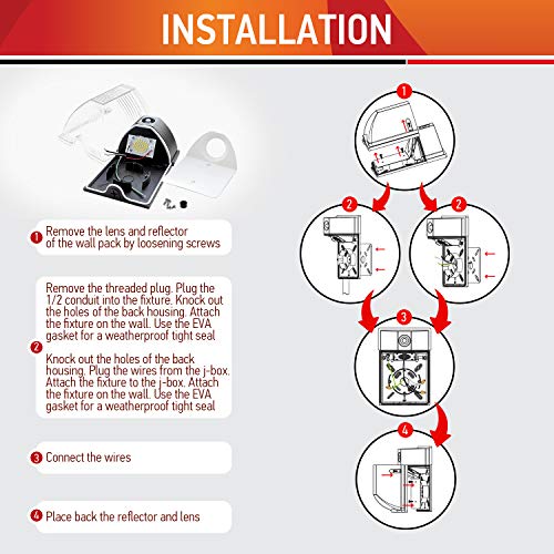 OSTWIN LED Wall Pack Outdoor Light with Photocell 18W 2256Lm 100-277V 5000K Daylight - Dusk Till Dawn Wall Pack - Outdoor Security Light - DLC & ETL Listed - 100W MH/HPS Replacement - 2 Pack