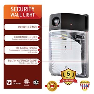 OSTWIN LED Wall Pack Outdoor Light with Photocell 18W 2256Lm 100-277V 5000K Daylight - Dusk Till Dawn Wall Pack - Outdoor Security Light - DLC & ETL Listed - 100W MH/HPS Replacement - 2 Pack