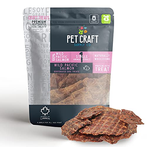 Pet Craft Supply Wild Caught Pure Dehydrated Pacific Salmon Packed with Salmon Oil Natural Dog Treats Alternative to Freeze Dried Healthy Dog Treats Small Dogs Treats for Medium Dogs and Cat Treats