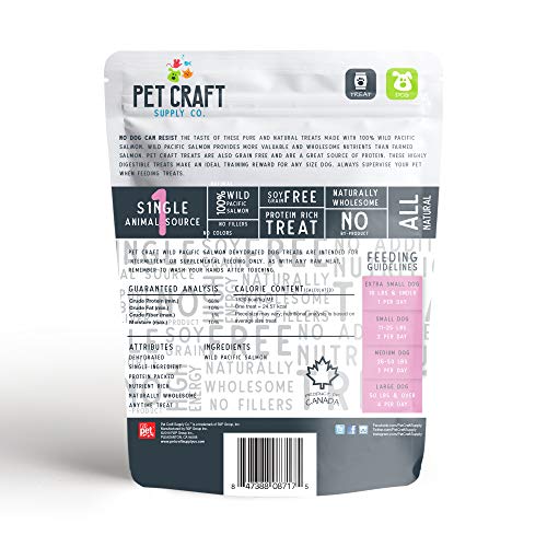 Pet Craft Supply Wild Caught Pure Dehydrated Pacific Salmon Packed with Salmon Oil Natural Dog Treats Alternative to Freeze Dried Healthy Dog Treats Small Dogs Treats for Medium Dogs and Cat Treats