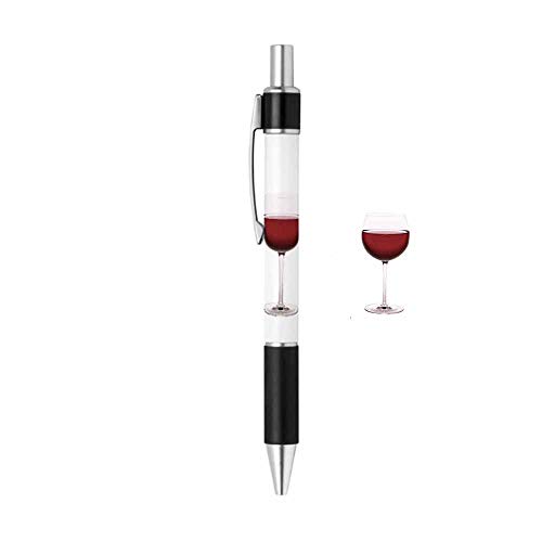 Red Wine Writing Ink Ballpoint Pen with Cocktail Beverage Design Theme for Stationery Gift or Office Supplies