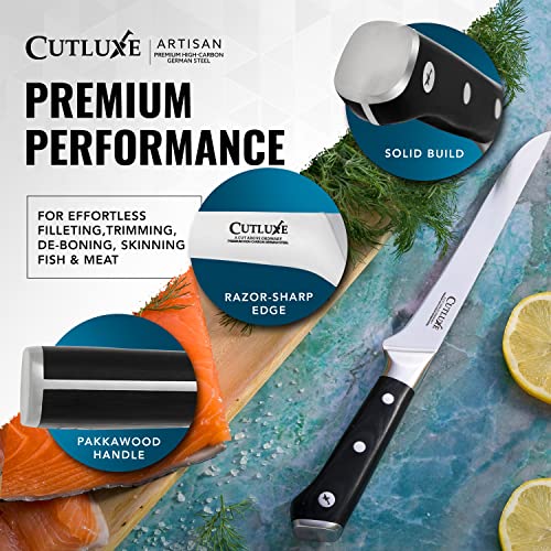 Cutluxe Boning & Fillet Knife – 6" Deboning Knife, Perfect for Meat Trimming – Razor Sharp Blade from High Carbon German Steel – Full Tang & Ergonomic Handle Design – Artisan Series