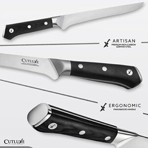 Cutluxe Boning & Fillet Knife – 6" Deboning Knife, Perfect for Meat Trimming – Razor Sharp Blade from High Carbon German Steel – Full Tang & Ergonomic Handle Design – Artisan Series