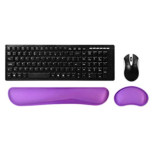 Poualss Memory Foam Set Keyboard and Mouse Wrist Pad Rest,Cushion Support for Office,Gaming,Computer,Laptop and Mac,Pain Relief& Easy Typing (Purple)