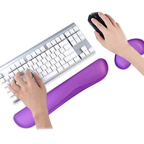 Poualss Memory Foam Set Keyboard and Mouse Wrist Pad Rest,Cushion Support for Office,Gaming,Computer,Laptop and Mac,Pain Relief& Easy Typing (Purple)