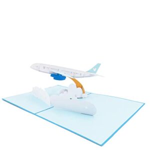 pop card express jet airplane pop up card - birthday card, graduation card, congratulations card, retirement card, work anniversary card, fathers day (jet airplane pop up card)