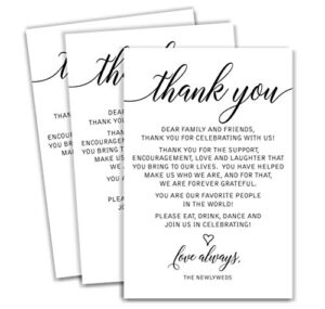 all ewired up 50 thank you place cards, wedding, rehearsal dinner thank you table sign, menu place setting card notes, placement thank you note favors for family & guests (50-cards)