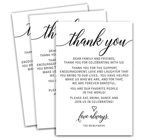 All Ewired Up 50 Thank You Place Cards, Wedding, Rehearsal Dinner Thank You Table Sign, Menu Place Setting Card Notes, Placement Thank You Note Favors For Family & Guests (50-cards)