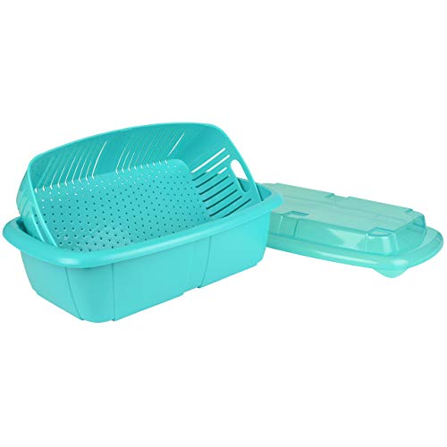 Hutzler Saver Set Fruit Keeper, 2 quarts, Turquoise