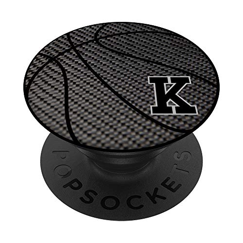 Basketball letter K black phone stand, initial K for men PopSockets PopGrip: Swappable Grip for Phones & Tablets