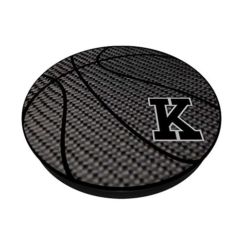 Basketball letter K black phone stand, initial K for men PopSockets PopGrip: Swappable Grip for Phones & Tablets