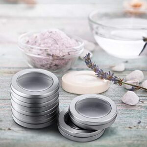 4 oz Metal Tin Cans Round Tin Containers Empty Tin Cans with Clear Top Lid Spice Tin for Kitchen Office Candles Candies and Gifts Holding