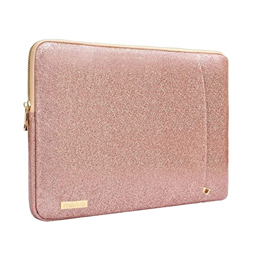 MOSISO Laptop Sleeve Compatible with MacBook Air 13 M2 A2681 M1 A2337 A2179 A1932/Pro 13 inch M2 M1 A2338 A2251 A2289 A2159 A1989 A1706 A1708, PU Leather Vertical Padded Bag Waterproof Case, Rose Gold