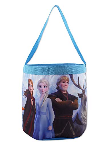 Disney Frozen 2 Elsa Anna Girls Collapsible Gift Basket Bucket Tote Bag (One Size, Blue/Purple)