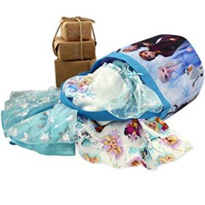 Disney Frozen 2 Elsa Anna Girls Collapsible Gift Basket Bucket Tote Bag (One Size, Blue/Purple)