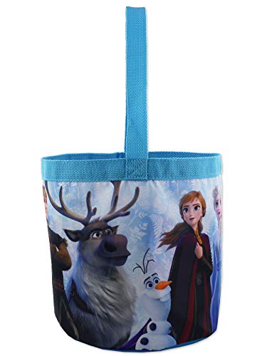 Disney Frozen 2 Elsa Anna Girls Collapsible Gift Basket Bucket Tote Bag (One Size, Blue/Purple)