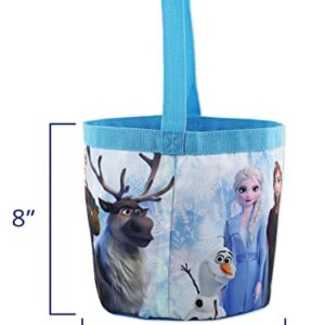 Disney Frozen 2 Elsa Anna Girls Collapsible Gift Basket Bucket Tote Bag (One Size, Blue/Purple)