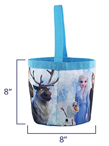 Disney Frozen 2 Elsa Anna Girls Collapsible Gift Basket Bucket Tote Bag (One Size, Blue/Purple)