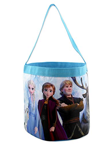 Disney Frozen 2 Elsa Anna Girls Collapsible Gift Basket Bucket Tote Bag (One Size, Blue/Purple)