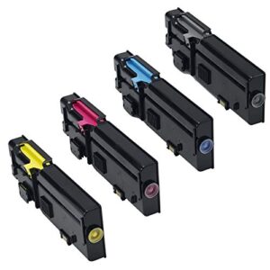 amateck compatible 4 pack toner cartridge for dell c2660dn c2665dnf printers, black cyan magenta yellow, 593-bbbu 593-bbbt 593-bbbs 593-bbbr