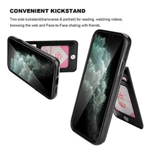 KIHUWEY iPhone 11 Pro Max Case Wallet with Credit Card Holder, Premium Leather Magnetic Clasp Kickstand Heavy Duty Protective Cover for 11 Pro Max 6.5 Inch(Black)