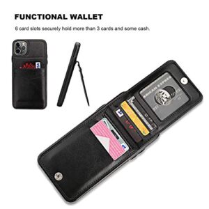 KIHUWEY iPhone 11 Pro Max Case Wallet with Credit Card Holder, Premium Leather Magnetic Clasp Kickstand Heavy Duty Protective Cover for 11 Pro Max 6.5 Inch(Black)