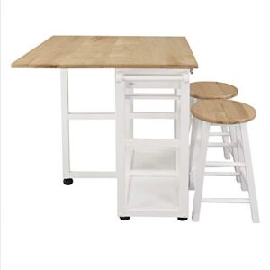 Casual Home Breakfast Cart with Drop-Leaf Table, White