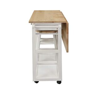 Casual Home Breakfast Cart with Drop-Leaf Table, White