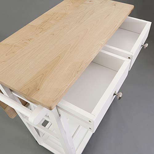 Casual Home Breakfast Cart with Drop-Leaf Table, White