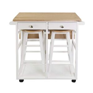 Casual Home Breakfast Cart with Drop-Leaf Table, White