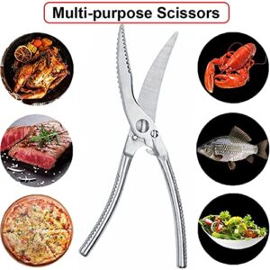 Dnifo Kitchen Scissors Heavy Duty, Stainless Steel Poultry Shears Multifunctional, Premium Spring Loaded Food Scissors for Cutting Bone, Chicken, Fish, Seafood, Meat, Vegetables and so on.