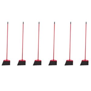 amazoncommercial angle broom with metal handle, 6-pack, black & red