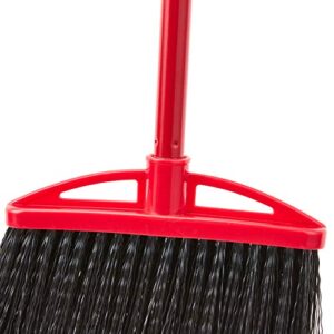 AmazonCommercial Angle Broom With Metal Handle, 6-Pack, Black & Red