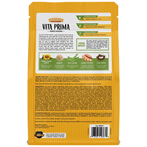 Sunseed Vita Prima Complete Nutrition Rat & Mouse Food, 2 LBS