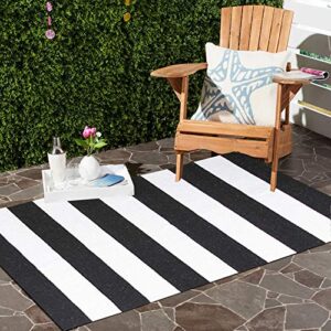 Black and White Striped Rug 28 x 45 Inches Front Door Mat Hand-Woven Cotton Indoor/Outdoor Rug for Layered Welcome Door Mat, Front Porch,Farmhouse,Kitchen,Entry Way