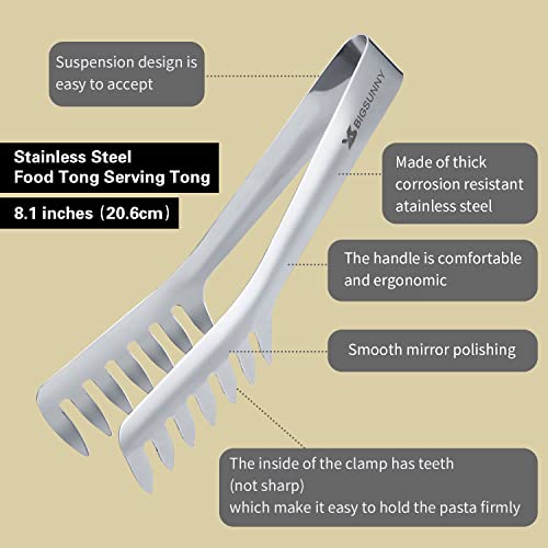 MSY BIGSUNNY 2 Pack Pasta Tong, Stainless Steel Food Tong Serving Tong, Spaghetti Tong