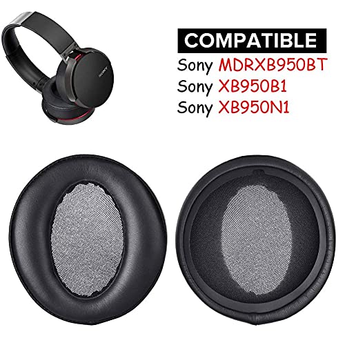 Earpads for Sony MDR-XB950BT Replacement Ear Cushion Pads with Protein Leather and Memory Foam for Sony MDR-XB950BT XB950B1 XB950N1 On Ear Headphones ONLY, Black