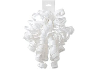 twelve (12) pure white curly bows - dazzling glossy gift bows elegant bouncy easy