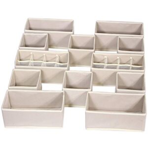 12 Pack Foldable Drawer Organizer Dividers Cloth Storage Box Closet Dresser Organizer Cube Fabric Containers Basket Bins for Underwear Bras Socks Panties Lingeries Nursery Baby Clothes Beige NN246