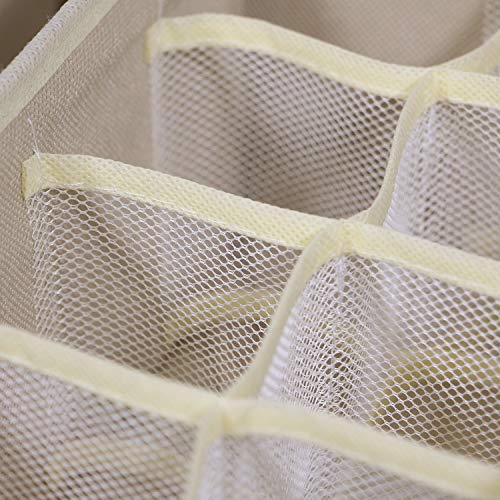 12 Pack Foldable Drawer Organizer Dividers Cloth Storage Box Closet Dresser Organizer Cube Fabric Containers Basket Bins for Underwear Bras Socks Panties Lingeries Nursery Baby Clothes Beige NN246