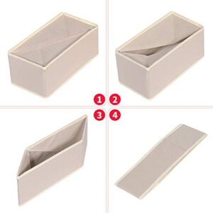 12 Pack Foldable Drawer Organizer Dividers Cloth Storage Box Closet Dresser Organizer Cube Fabric Containers Basket Bins for Underwear Bras Socks Panties Lingeries Nursery Baby Clothes Beige NN246