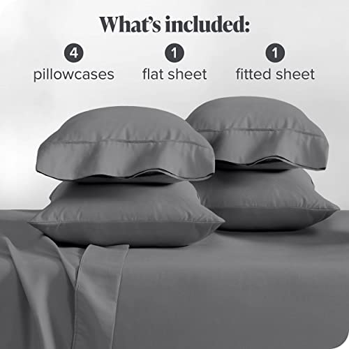 Bare Home California King Sheet Set - 6 Piece Set - Hotel Luxury Bed Sheets - Ultra Soft - Deep Pockets - Easy Fit - Cooling & Breathable Sheets - Wrinkle Resistant - Grey - Cal King Sheets - 6 PC