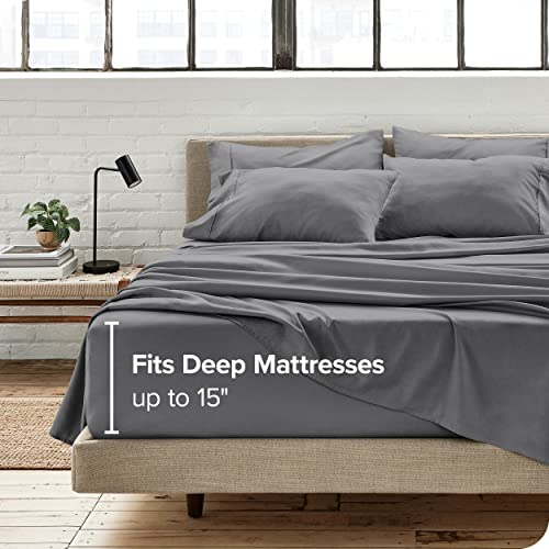 Bare Home California King Sheet Set - 6 Piece Set - Hotel Luxury Bed Sheets - Ultra Soft - Deep Pockets - Easy Fit - Cooling & Breathable Sheets - Wrinkle Resistant - Grey - Cal King Sheets - 6 PC