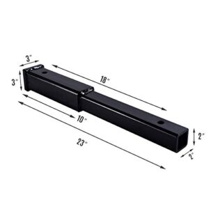 Fullwatt 18" Trailer Hitch Extension for 2-Inch Receiver Tube Extender Receiver Extension Tube Extenders 5/8" Pin Hole 4000 LBS Capacity